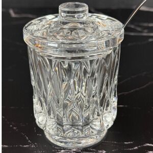 VTG German Nachtmann Bavarian Crytal Jam Jar Salt Cellar Honey Pot w/Spoon EUC